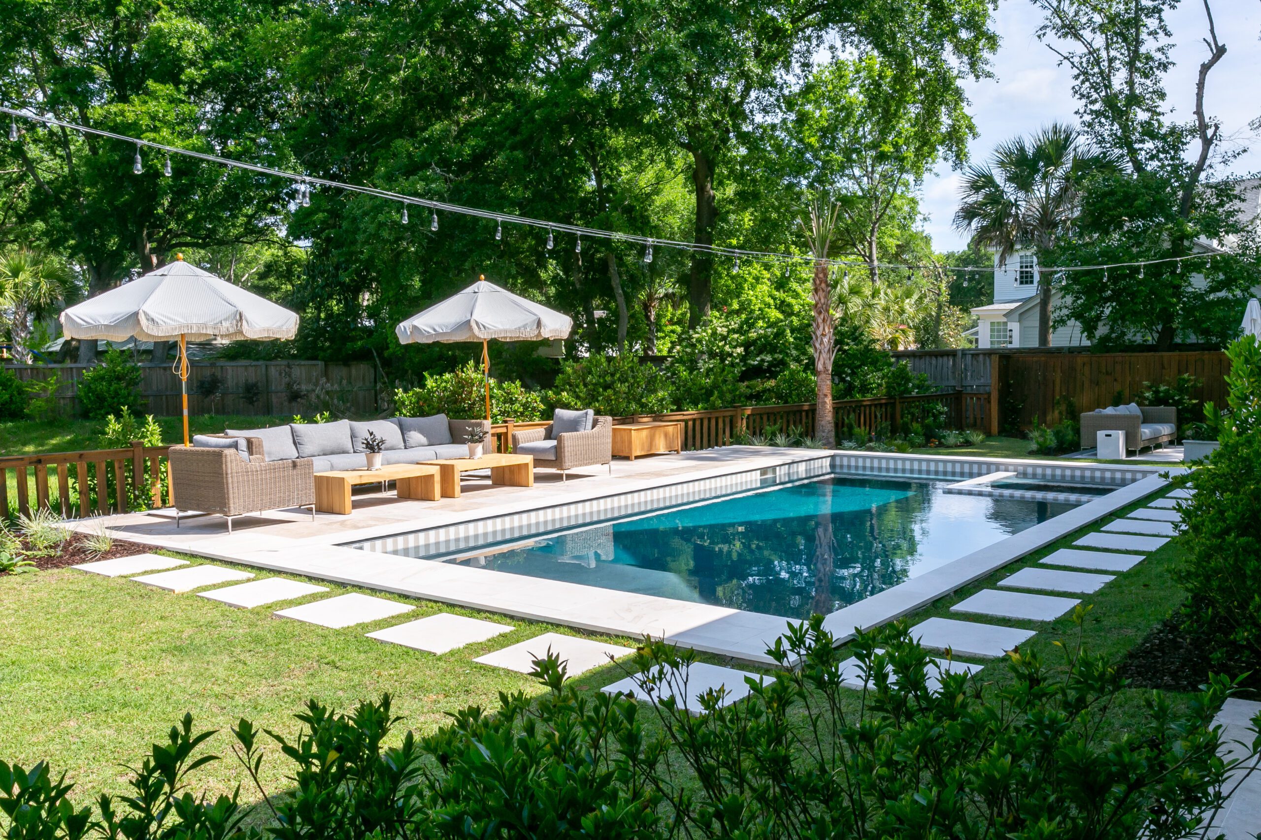 A Backyard Paradise by Aqua Blue Pools - Charleston Home + Design Magazine,  Home Professionals, Charleston SC